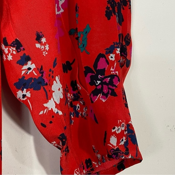 TANYA TAYLOR Rena Tulip Print Silk Top Papay Red NWOT - Picture 8 of 15